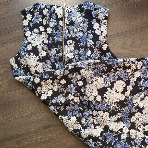 H&M Floral Jacquard Sleeveless Cocktail Dress Size 14 - Picture 5 of 5
